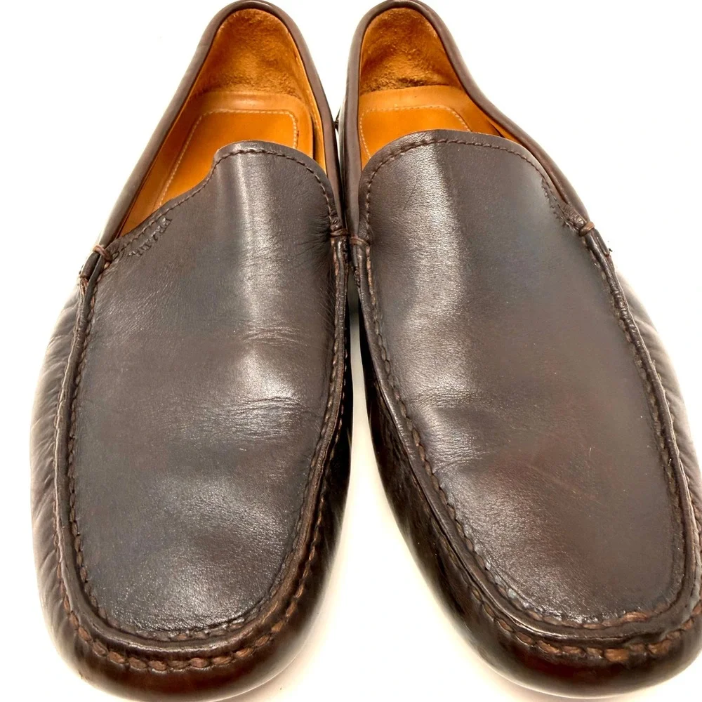 Prada Mens‎ 2D 1101 Dark Brown Leather Driving Moccasins  Mocs Loafers Shoes 8